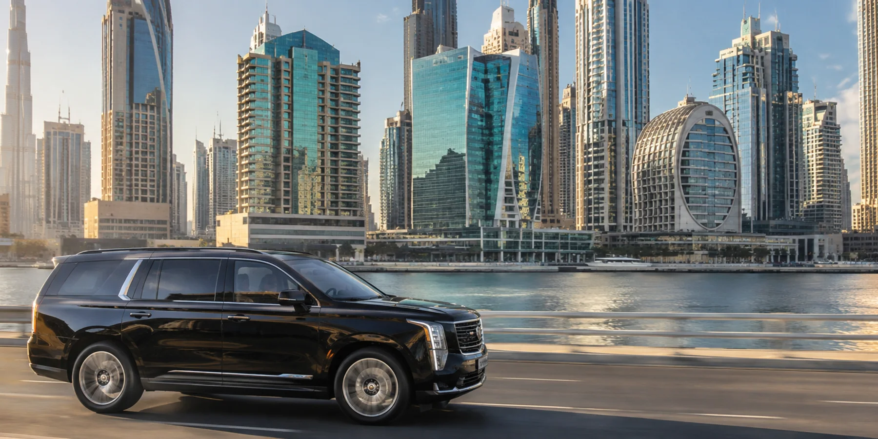 Premium seven-seat MPV travelling through Dubai