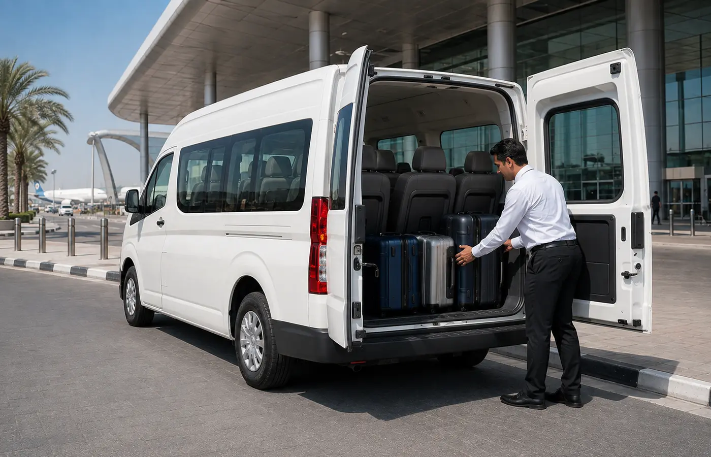 Rear luggage area of a 13 seater passenger van