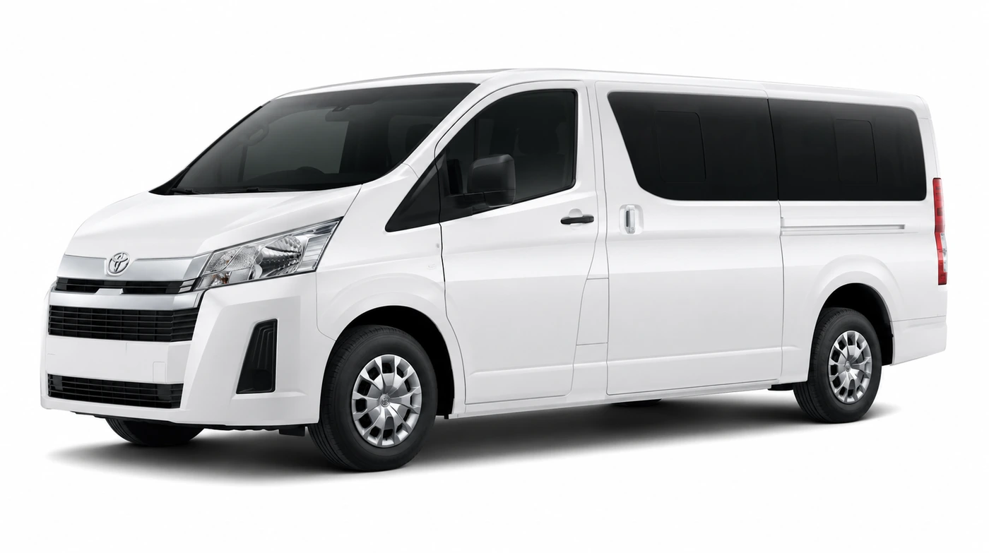 Bus World Toyota Hiace van rental in Dubai.