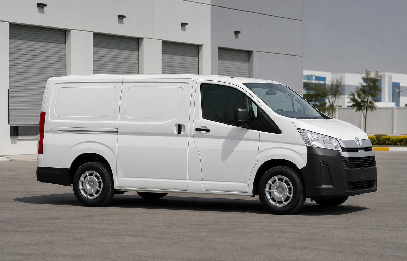 Cargo van prepared for business deliveries and scheduled commercial routes in Dubai