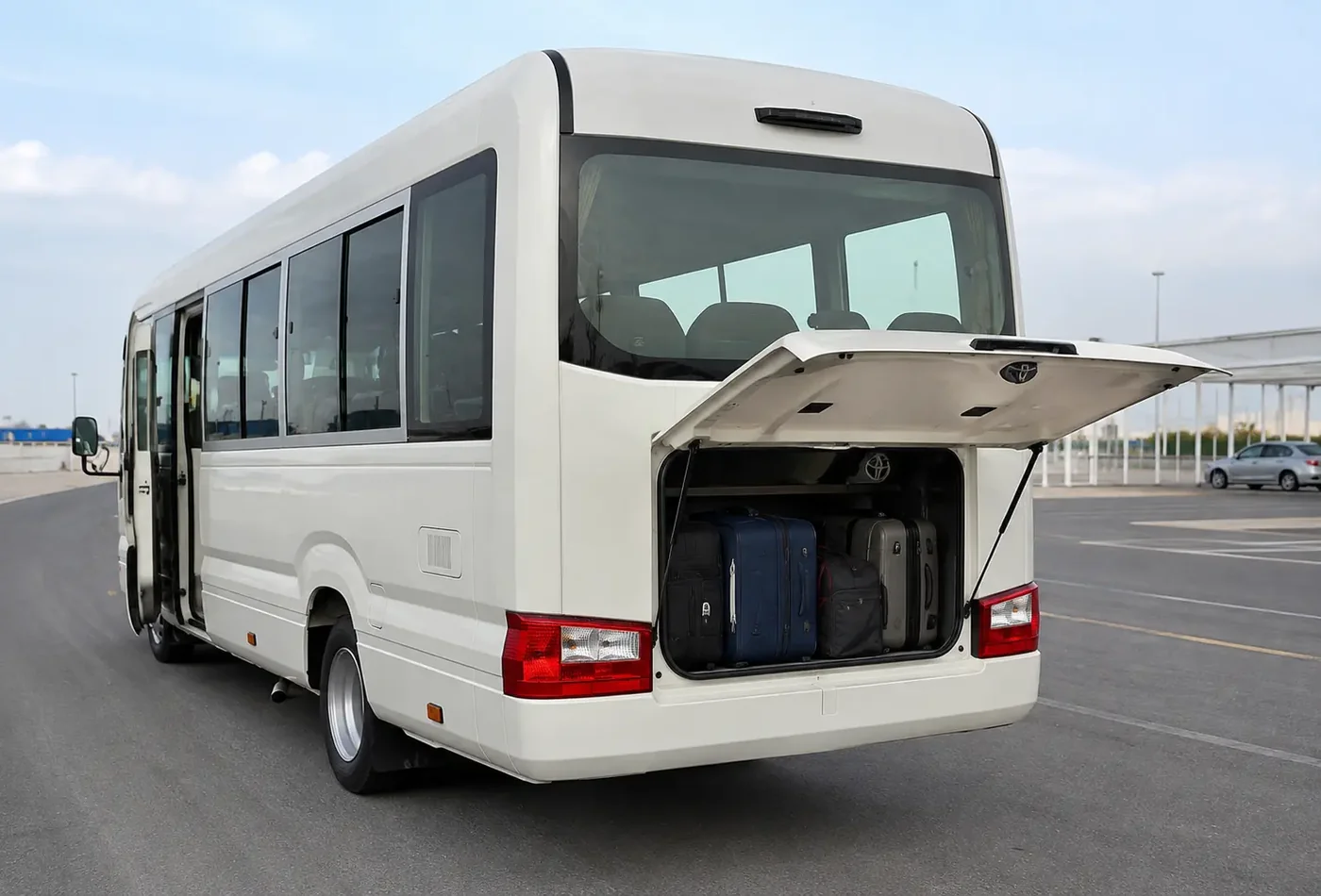 Luggage storage area in a passenger minibus used for group travel