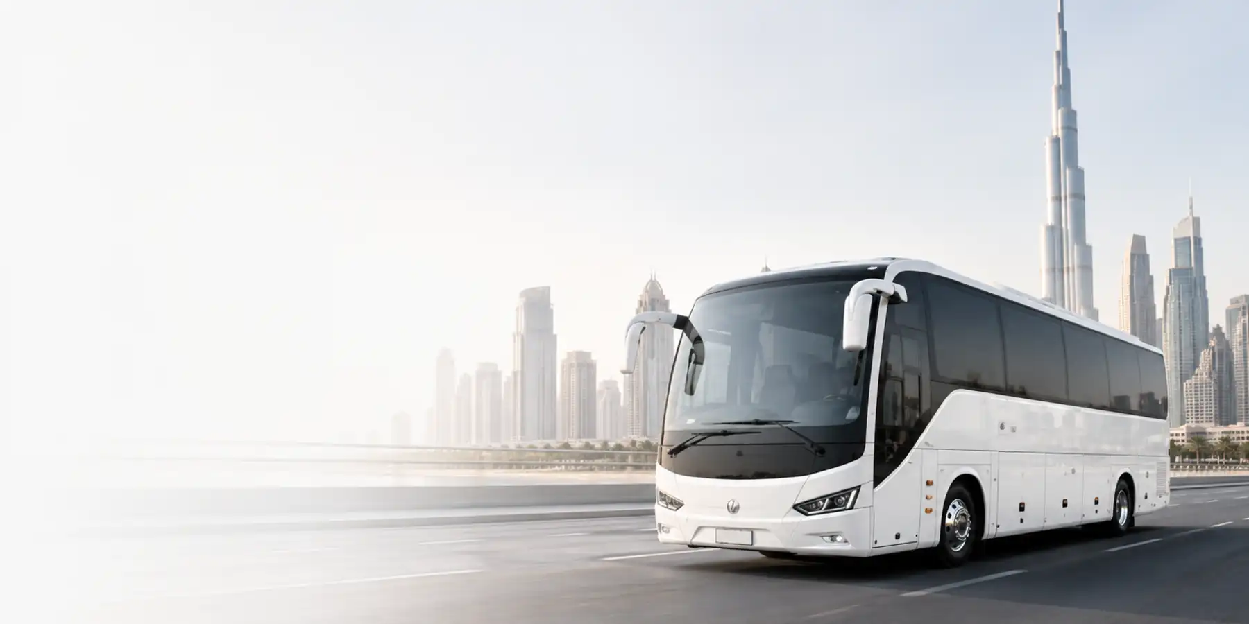 Large passenger coach in Dubai representing Bus World bus driver recruitment