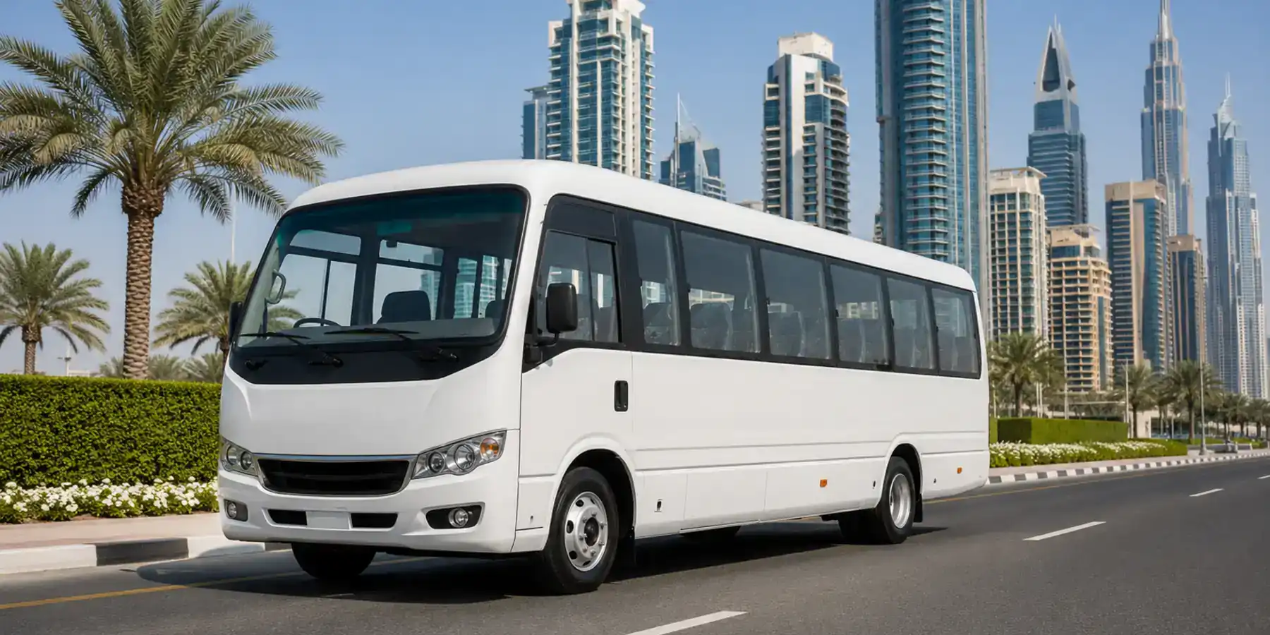 Passenger van and coach comparison for deciding whether to buy or rent transport vehicles in the UAE.